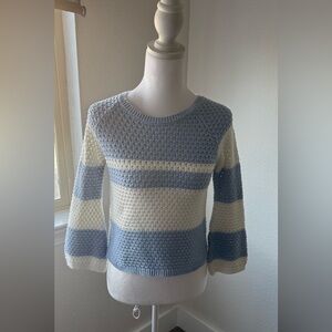 Coastal Stripe Sweater Girls L Blue Cream